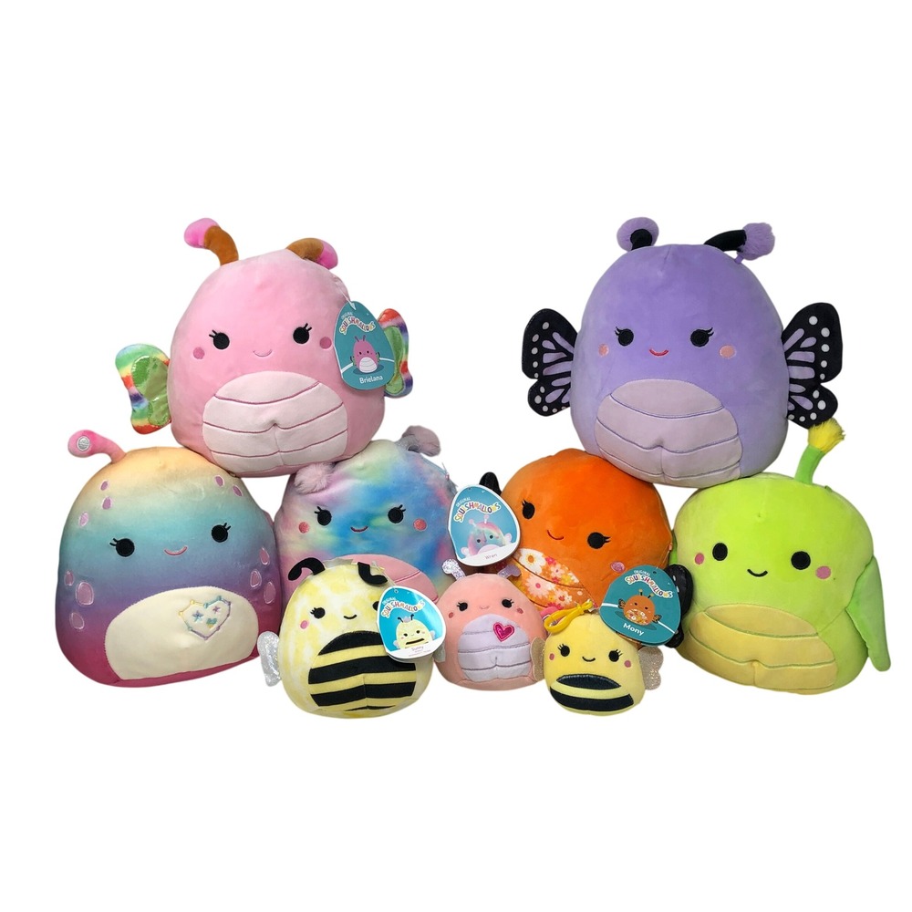 Squishmallows Plush Lot of 9 Brielana Wren Mony Sunny Butterfly Bee Caterpillar‎